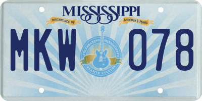 MS license plate MKW078