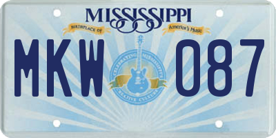 MS license plate MKW087