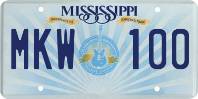 MS license plate MKW100
