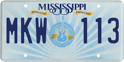 MS license plate MKW113