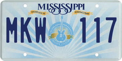 MS license plate MKW117