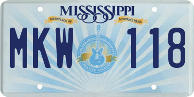 MS license plate MKW118