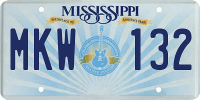 MS license plate MKW132