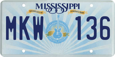 MS license plate MKW136