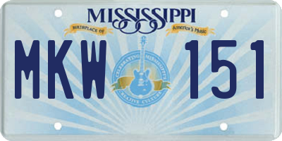 MS license plate MKW151