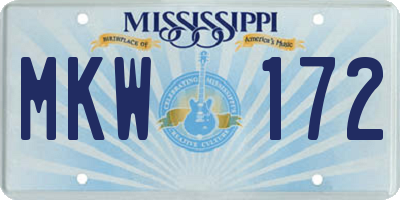 MS license plate MKW172