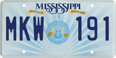MS license plate MKW191