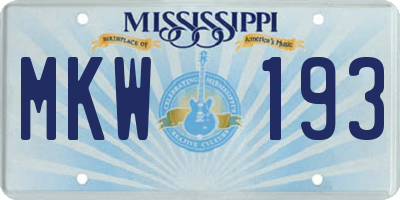 MS license plate MKW193