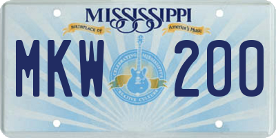MS license plate MKW200