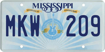 MS license plate MKW209