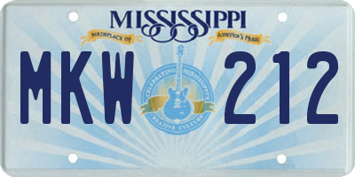MS license plate MKW212