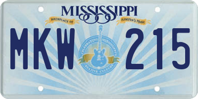MS license plate MKW215