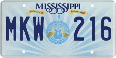 MS license plate MKW216