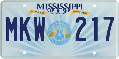 MS license plate MKW217