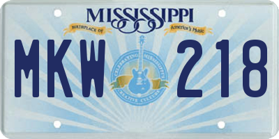 MS license plate MKW218