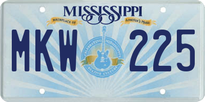 MS license plate MKW225