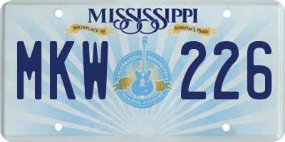 MS license plate MKW226