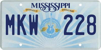 MS license plate MKW228
