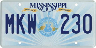 MS license plate MKW230