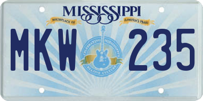 MS license plate MKW235