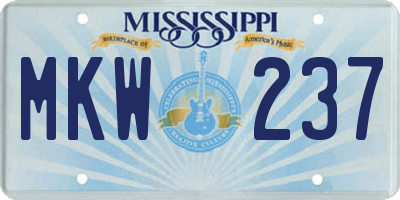 MS license plate MKW237