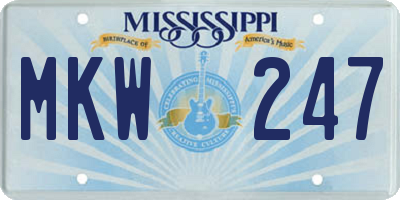 MS license plate MKW247