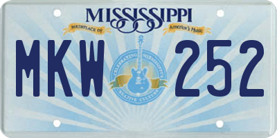 MS license plate MKW252