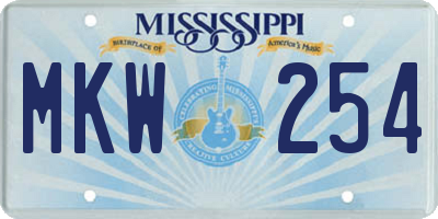 MS license plate MKW254