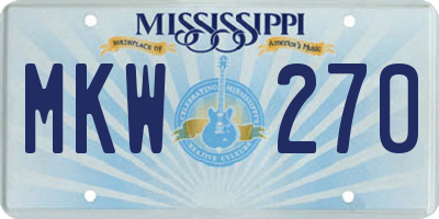 MS license plate MKW270