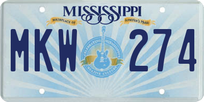 MS license plate MKW274