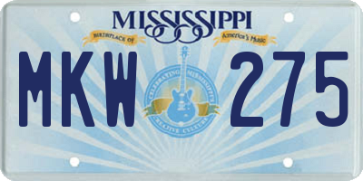 MS license plate MKW275