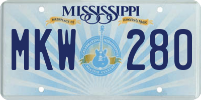 MS license plate MKW280