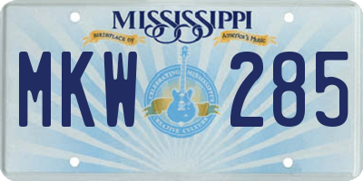 MS license plate MKW285