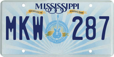 MS license plate MKW287