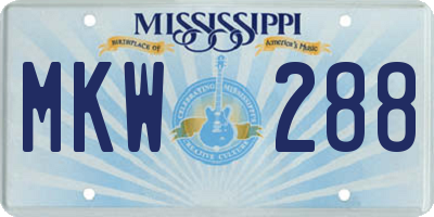 MS license plate MKW288