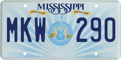MS license plate MKW290