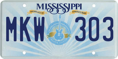 MS license plate MKW303