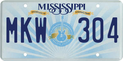 MS license plate MKW304