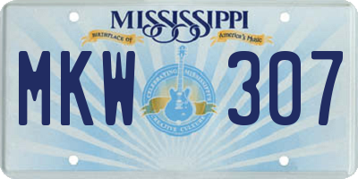 MS license plate MKW307