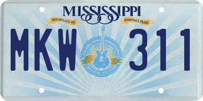 MS license plate MKW311