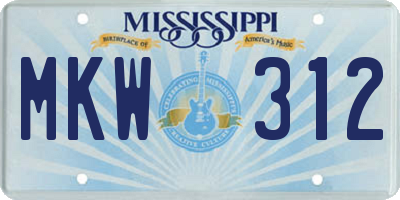 MS license plate MKW312