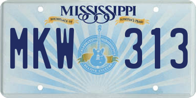 MS license plate MKW313