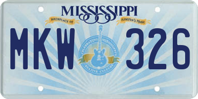 MS license plate MKW326