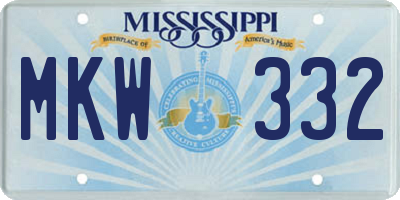 MS license plate MKW332