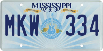 MS license plate MKW334