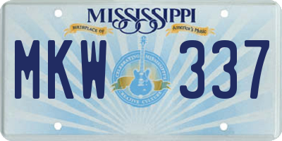 MS license plate MKW337