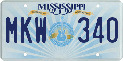 MS license plate MKW340
