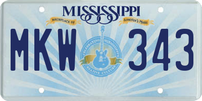 MS license plate MKW343