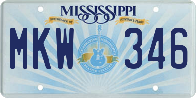 MS license plate MKW346