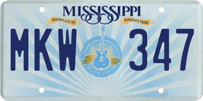 MS license plate MKW347